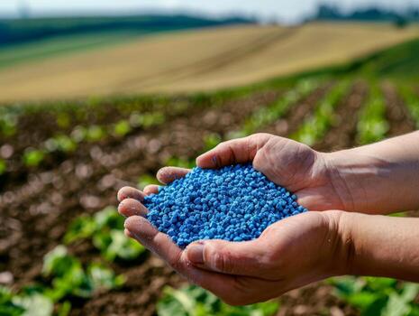 Agricultural Equipment — fertiliser granules over farmland